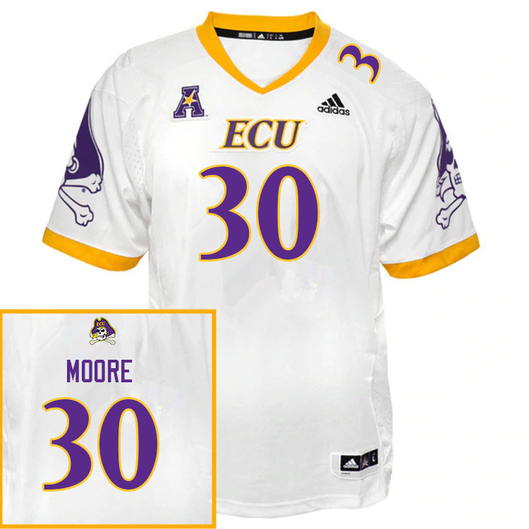 Men #30 Cameron Moore ECU Pirates College Football Jerseys Sale-White